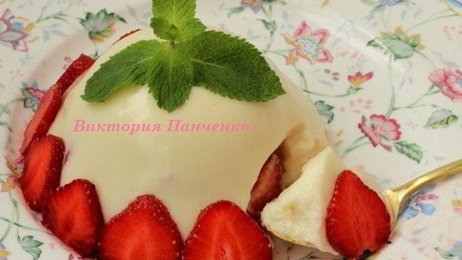 Рецепт Бланманже с клубникой