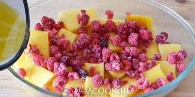 Рецепт десерт из тыквы с малиной