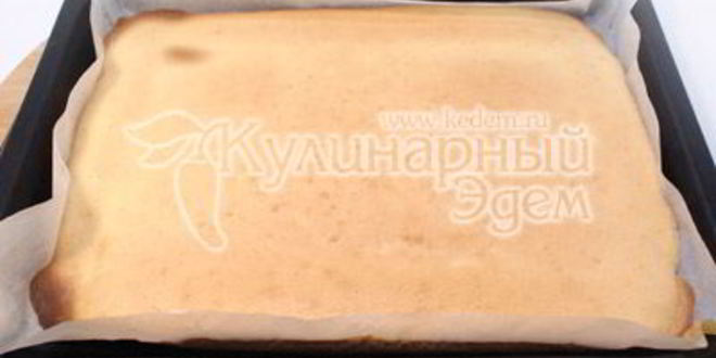 Рецепт бисквитный рулет с кремом и кокосовой стружкой