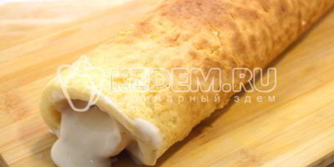 Рецепт бисквитный рулет с кремом зимнее полено