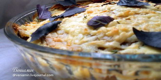 Рецепт блинная лазанья с лисичками и творожным кремом