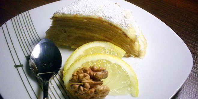 Рецепт блинный тортик с миндальным кремом