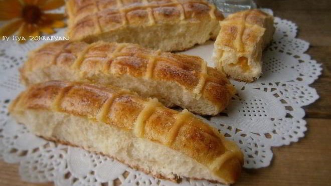 Рецепт Булочки с заварным кремом и персиком