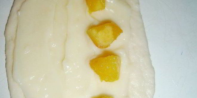 Рецепт булочки с заварным кремом и персиком