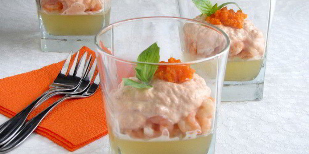 Как приготовить ланспик с кремом из форели и креветками