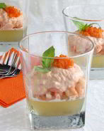 Ланспик с кремом из форели и креветками