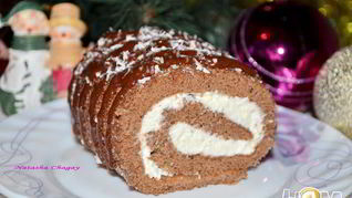 Рецепт Шоколадный рулет с творожным кремом