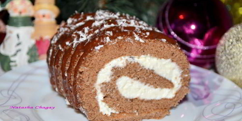 Как приготовить шоколадный рулет с творожным кремом