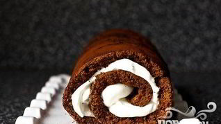 Рецепт Шоколадный рулет со сливочным кремом