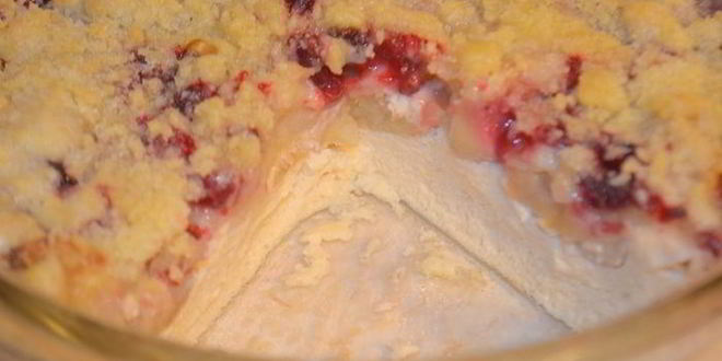 Рецепт запеченный крем из ряженки с сочной начинкой и под штрейзелем