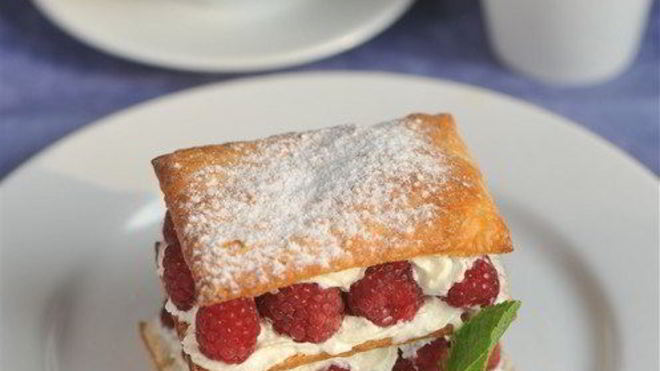 Рецепт Малиновый мильфей