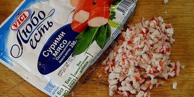 Рецепт селедочное мороженое с крабовой крошкой