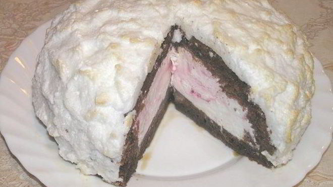 Рецепт Вишневый торт-мороженое с шоколадным бисквитом