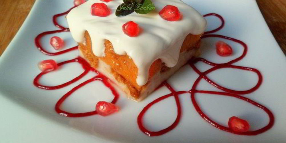 Как приготовить мусс-желе из хурмы, черимойи и амареттини под крем-фрешем