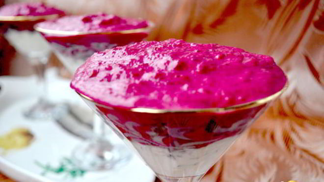 Рецепт Сельдь под муссом из свеклы