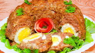 Рецепт Пасхальное кольцо с яйцами