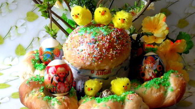 Рецепт Пасхальный кулич и булочки-гнездышки