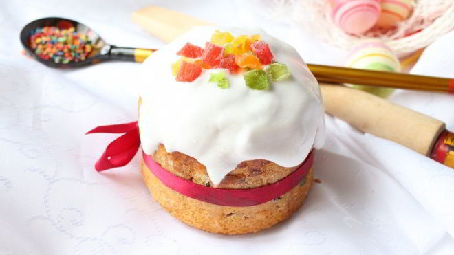 Рецепт Пасхальный кулич с изюмом и цукатами
