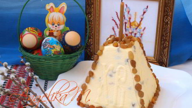 Рецепт Творожная пасха с изюмом и курагой
