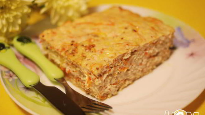Рецепт Пудинг куриный с морковью и творогом