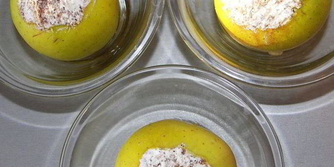 Рецепт яблоки запеченые с творогом и вишней