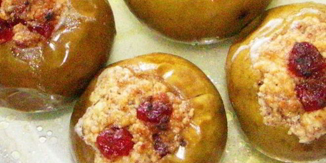 Рецепт яблоки запеченые с творогом и вишней
