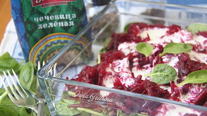 Рецепт Чечевица со свеклой и шпинатом