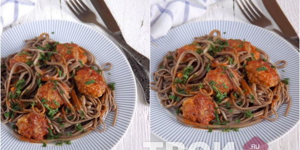 Как приготовить гречневая лапша соба с фрикадельками