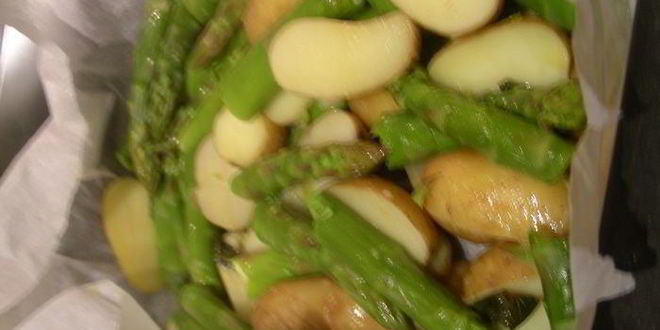 Рецепт картофель и спаржа с мятой и лимонным маслом