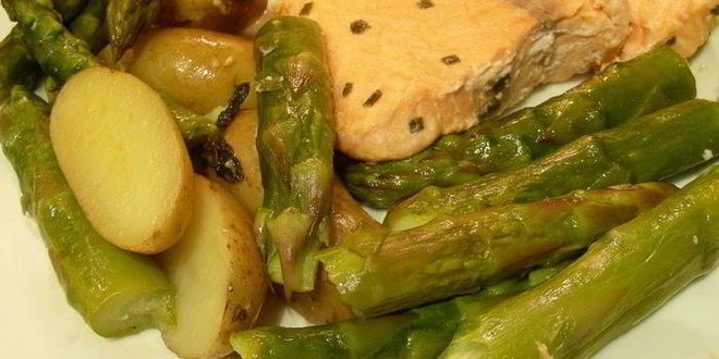 Рецепт картофель и спаржа с мятой и лимонным маслом