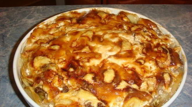 Рецепт Картофель с фаршем и сыром запеканка в духовке
