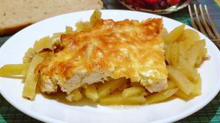 Рецепт Картофель с филе курицы в духовке