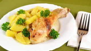 Рецепт Картофель с курицей в духовке
