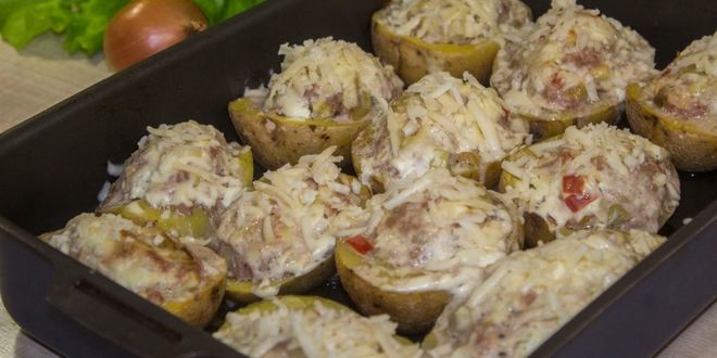 Рецепт картофельные лодочки в духовке с начинкой фаршем