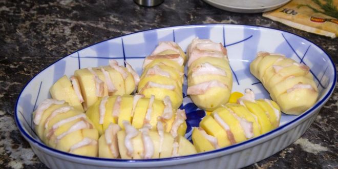 Рецепт картошка гармошка с салом в духовке