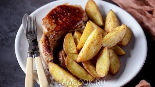 Рецепт Картошка по-деревенски с мясом в духовке