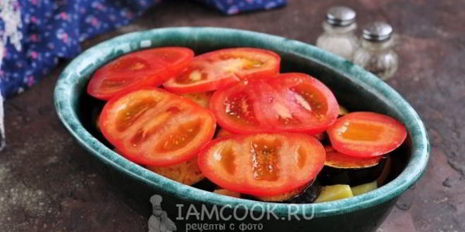 Рецепт картошка с баклажанами и помидорами в духовке