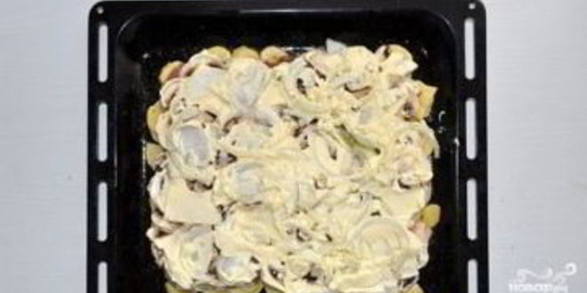 Рецепт картошка с шампиньонами и сыром в духовке