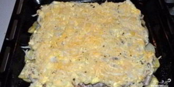 Рецепт картошка с шампиньонами и сыром в духовке