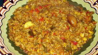 Рецепт Коричневый рис с овощами