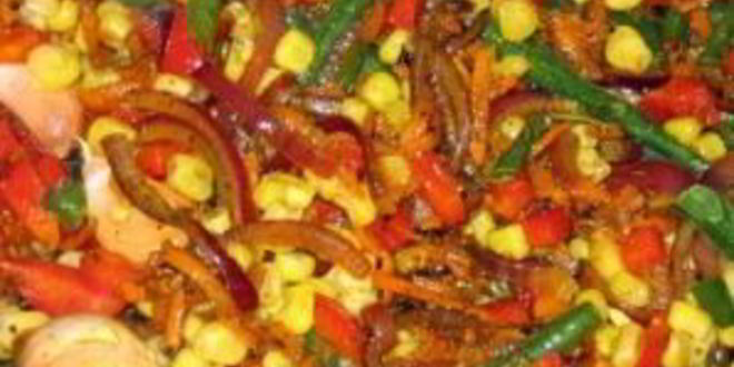 Рецепт коричневый рис с овощами