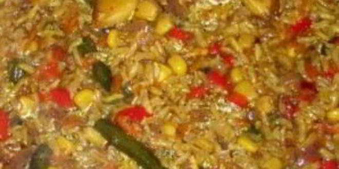 Рецепт коричневый рис с овощами