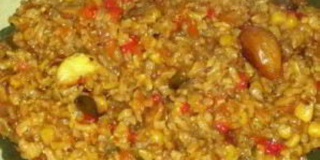 Рецепт коричневый рис с овощами