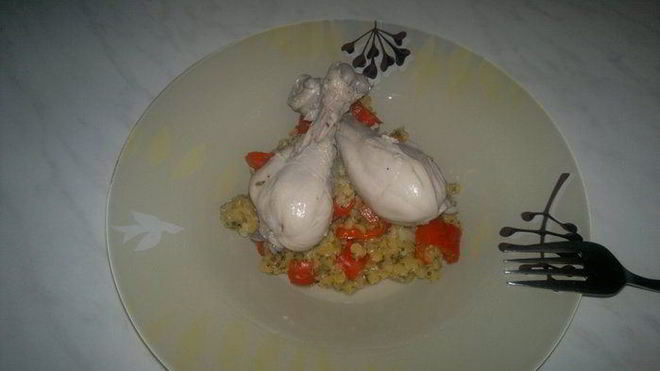 Рецепт Пикантная чечевица с отварными куриными ножками