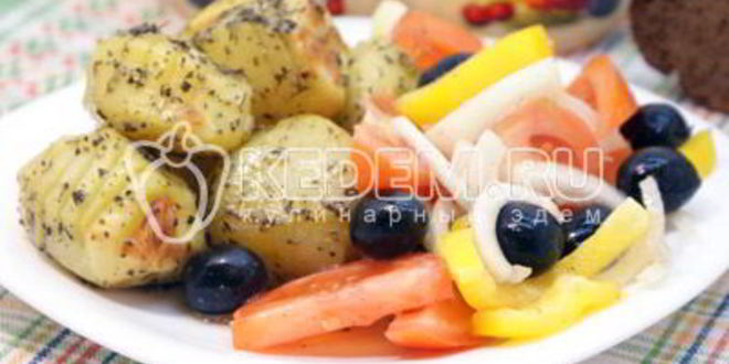 Рецепт пряного картофеля с салатома