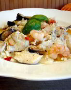 Рис с баклажанами и морепродуктами Bella Испания