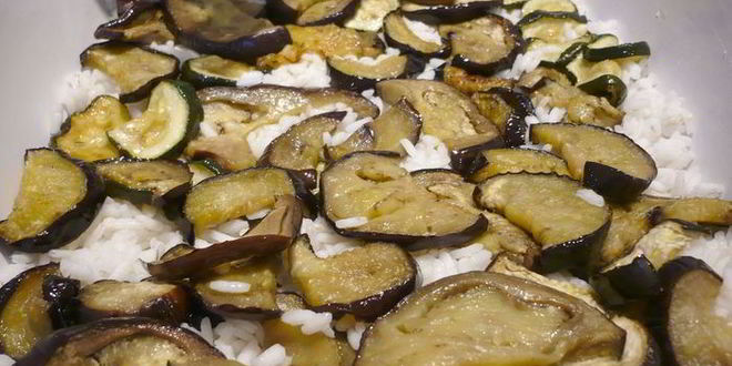 Рецепт рис с баклажанами и морепродуктами bella испания