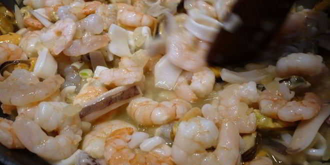 Рецепт рис с баклажанами и морепродуктами bella испания