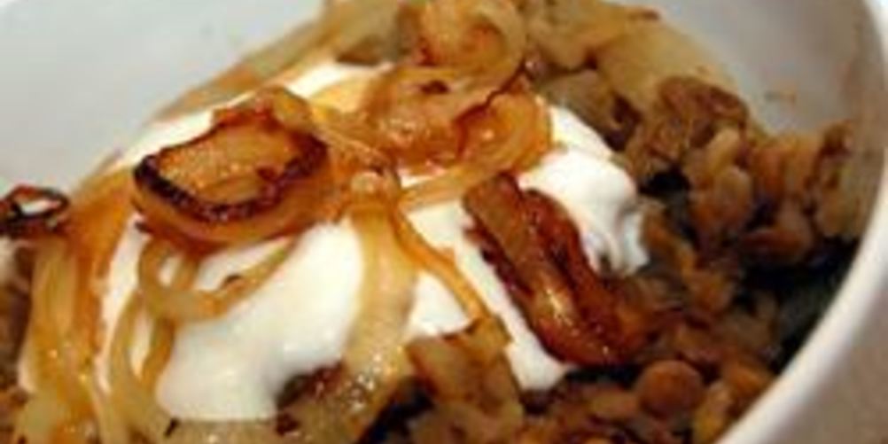 Как приготовить рис с чечевицей и жареным луком