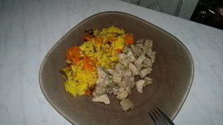 Рецепт Рис с морковью в восточном стиле и свиная лопатка с кавказскими травами